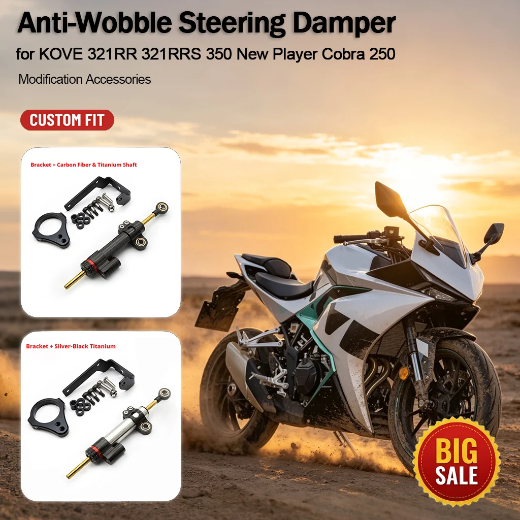 Steering Damper Bracket Anti‑Wobble Damper Modified Parts for KOVE 321RR 321RRS 350 New Player Cobra 250
