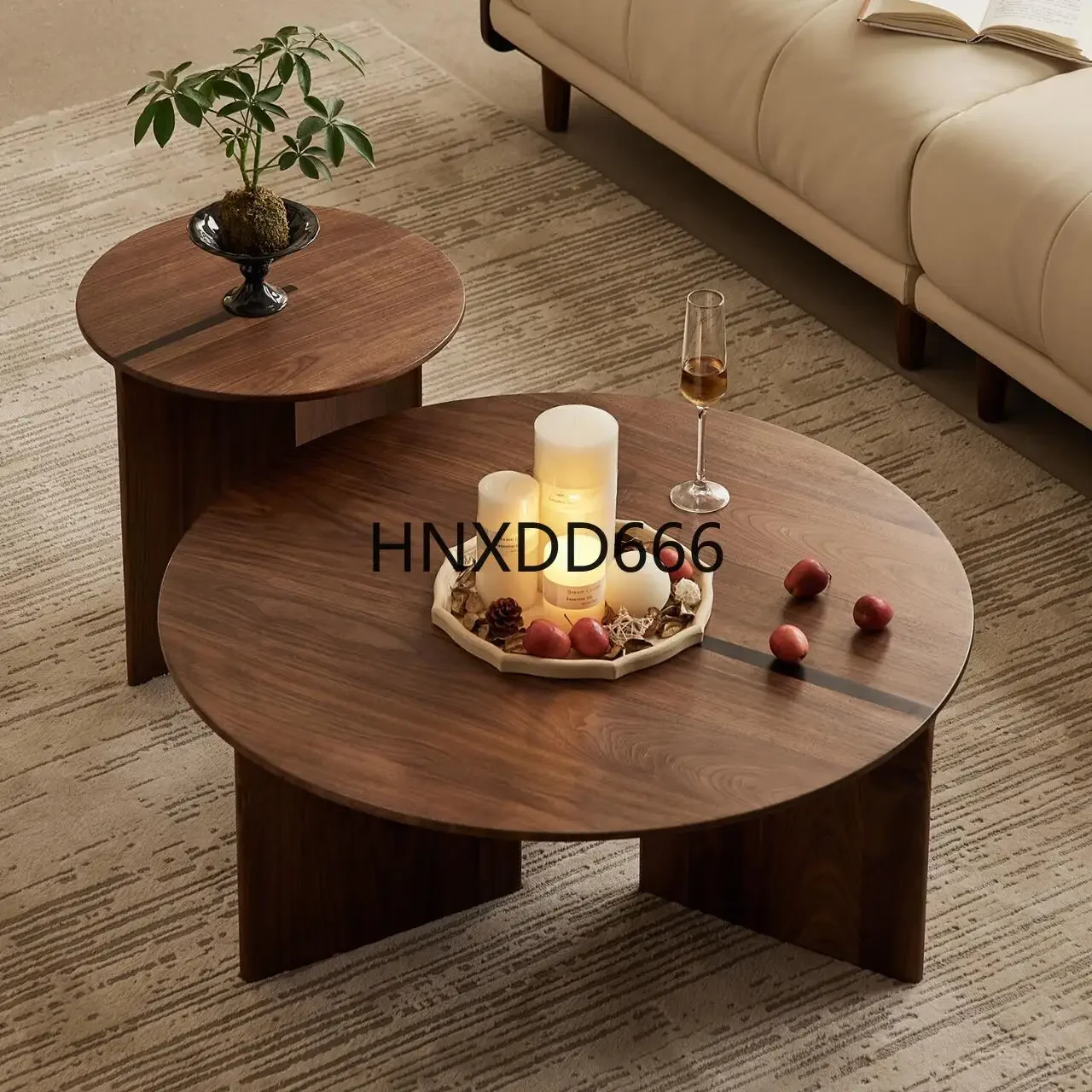 Mother and child coffee table round living room household high and low combination coffee table