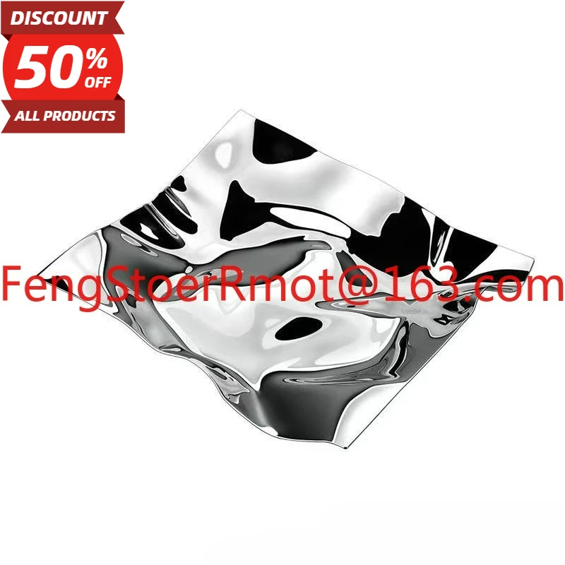 

Stainless steel decorative plate creative ornament plate round portable tray snack fruit plate irregular