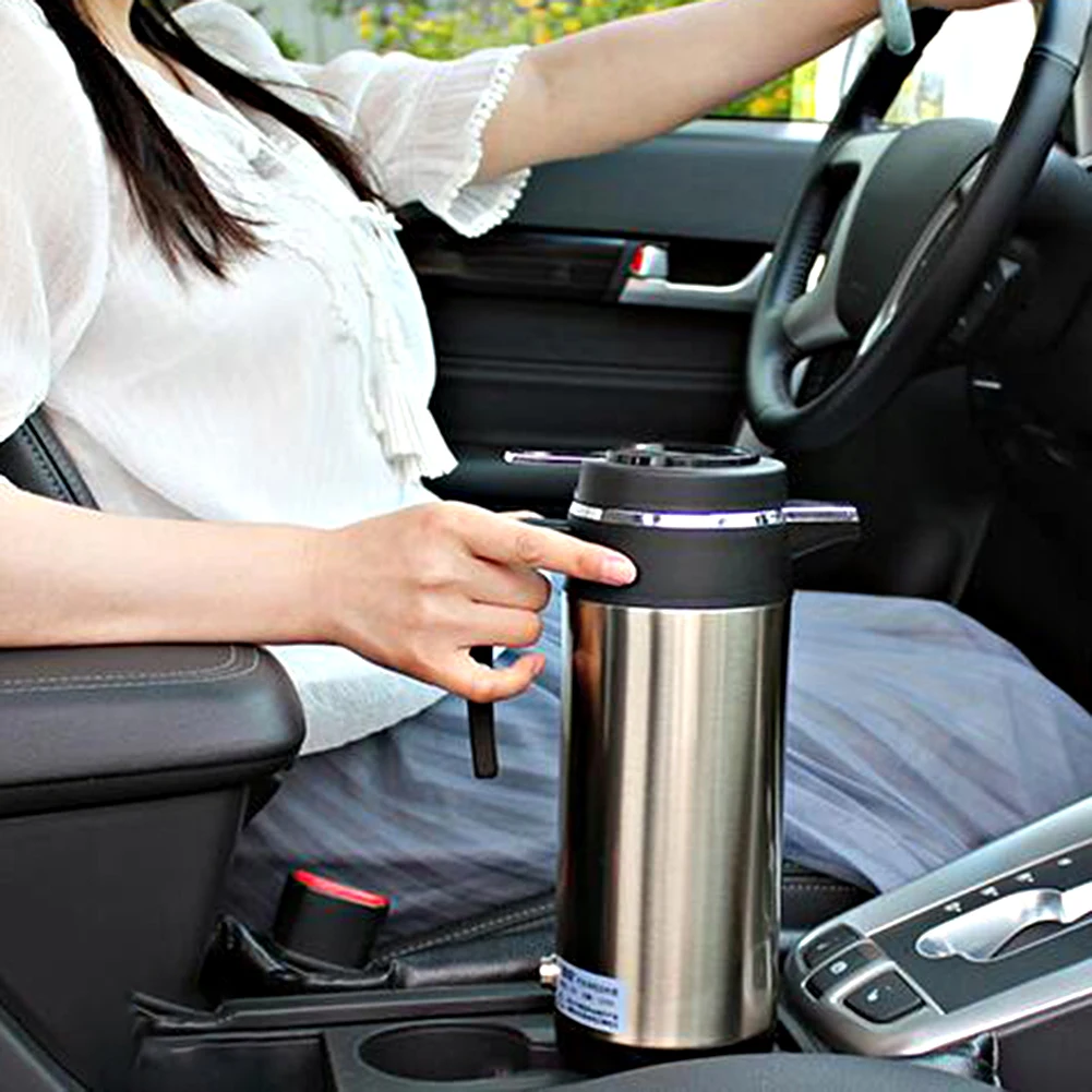 1200 ML Car Hot Kettle Car Truck Water Heater Large Capacity 12/24 V Travel Electric Kettle Auto Shut Off Stainless Steel Kettle