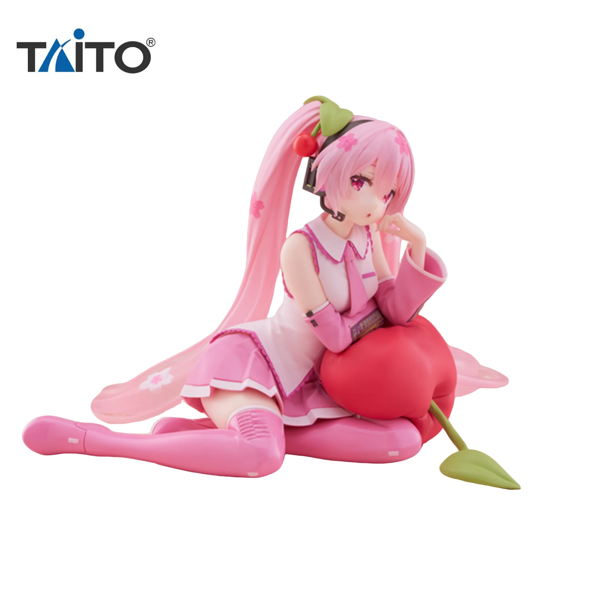 Original TAITO Desktop Cute Hatsune Miku Cherry Pillow Shaped Anime Figure Toys PVC Model Kwaii Action Figurine Collection Doll