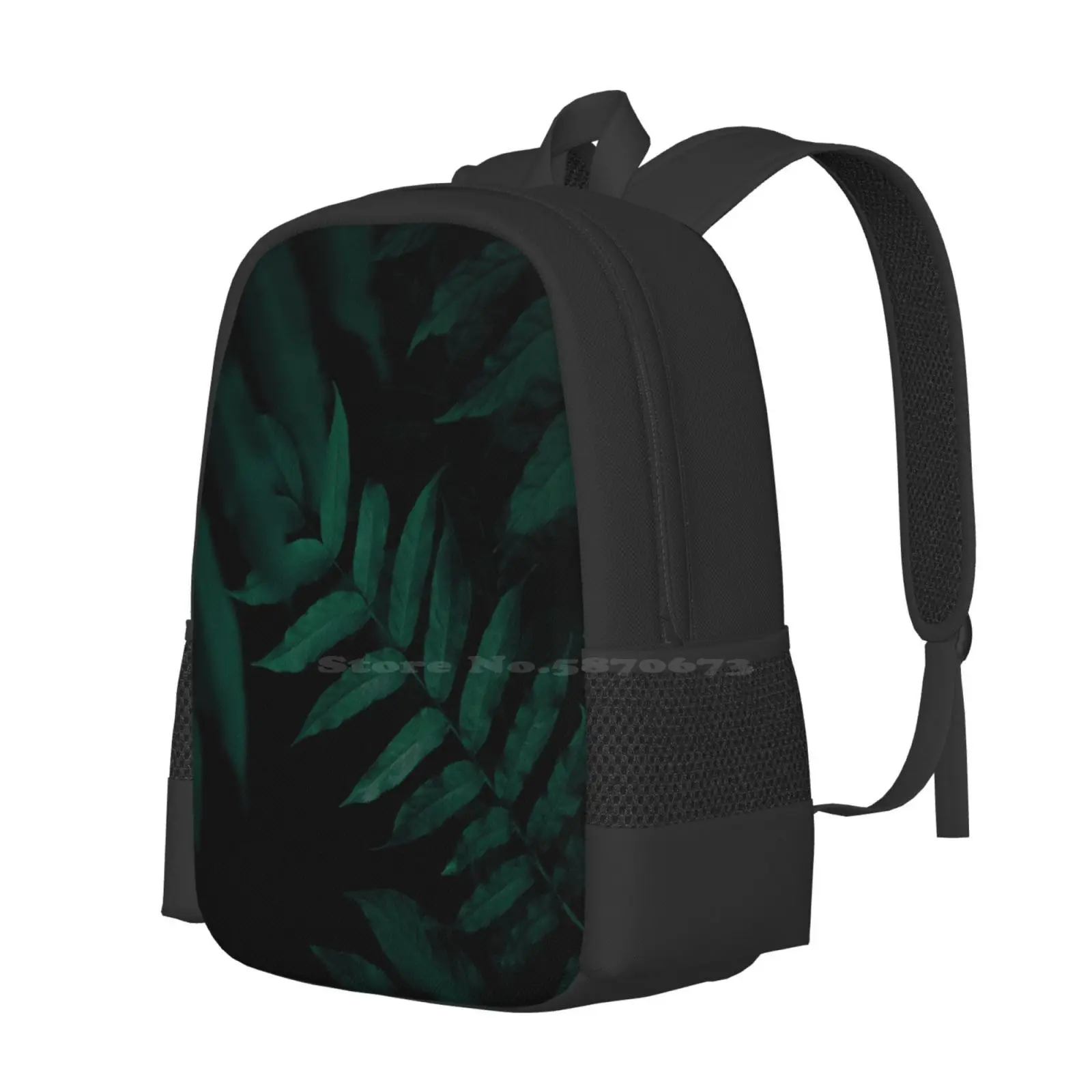 Dark Leaves Ii School Bag Big Capacity Backpack Laptop Nature Sheet Foliage Green Dark Plant Minimalism Minimalist Botany