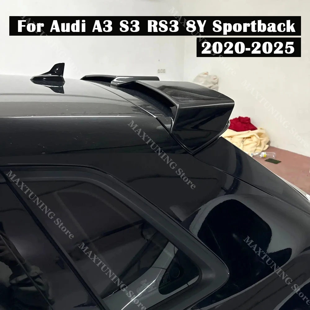 

Глянцевый черный задний спойлер на крышу 1:1 RS3, накладка на крыло, внешний обвес из ABS для Audi A3 8Y S3 RS3 S Line Sportback 2020-2025