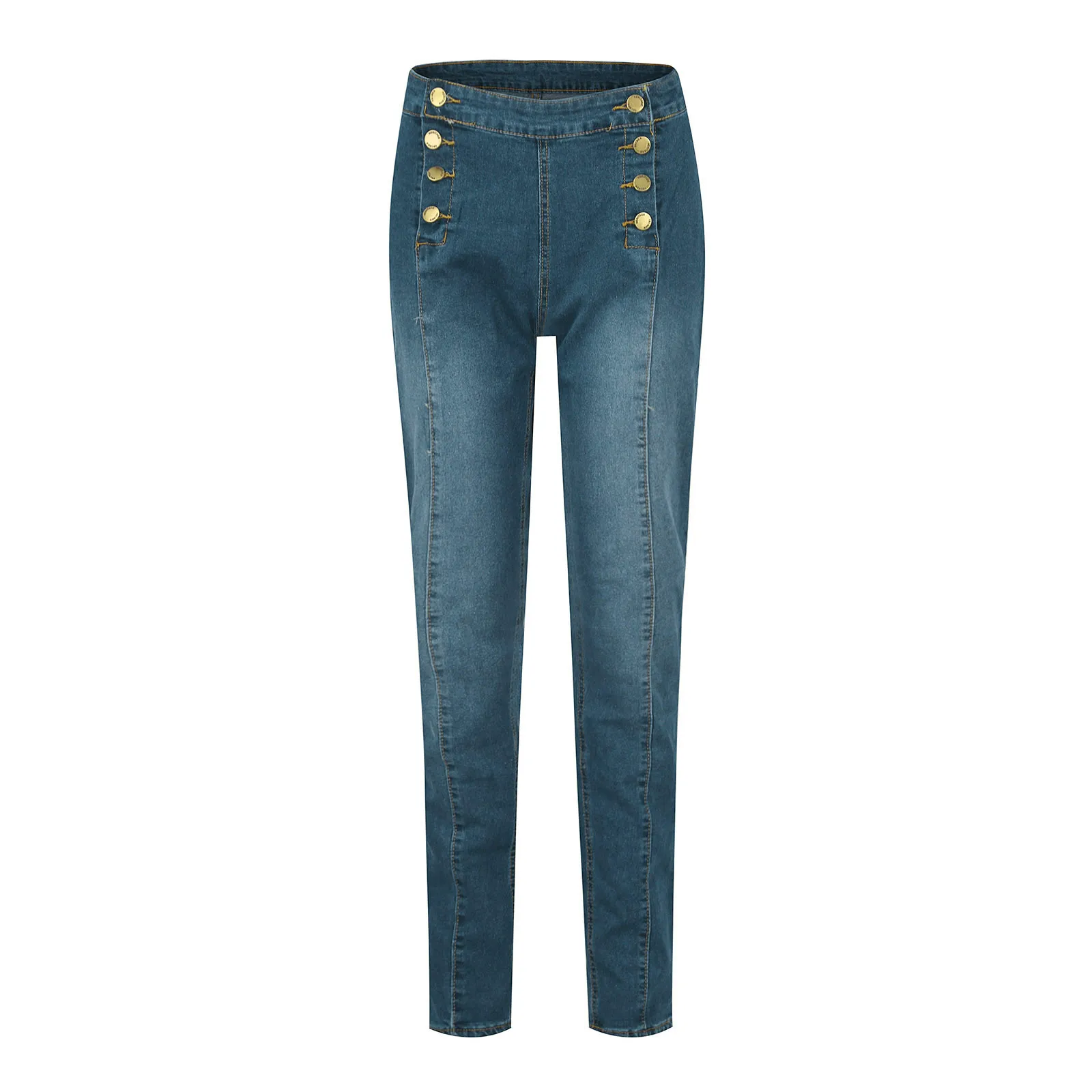 جينز نسائي ضيق الصدر بقصة ضيقة ، بنطلون يومي ، موضة غير رسمية ، خصر مرتفع ، بنطلون نحيف يناسب الجميع ، تصميم صيفي