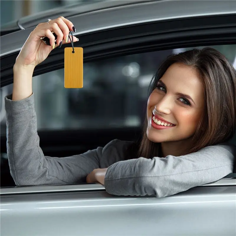 1 Apr.100Pcs 45X20mm Bamboo Tags For Keychain Rings, Bamboo Unfinished Wood Key Ring Tag