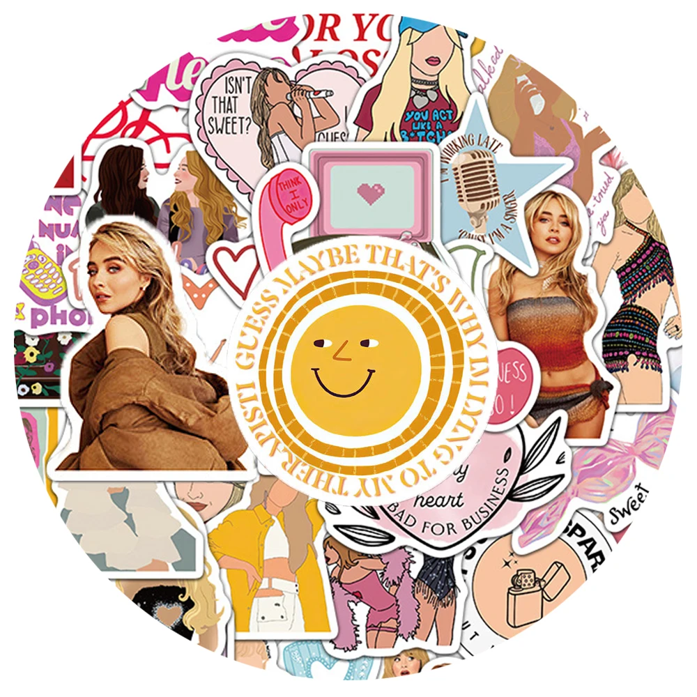 10/30/50pcs Singer Sabrina Carpenter Stickers Cartoon Aesthetic Sticker Decoration DIY Album Luggage Phone Notebook Cute Decals