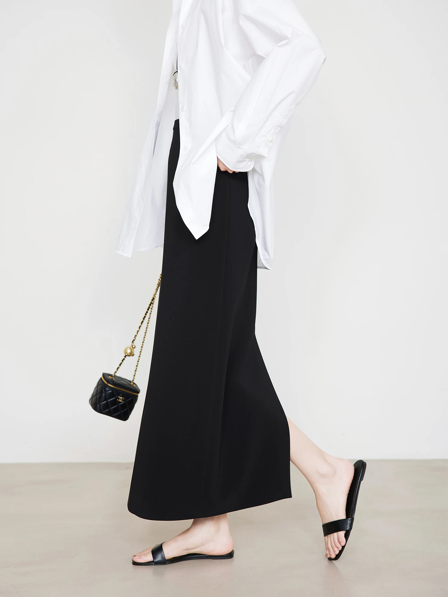 

High Waist Bla Acetate f Skirt Women's New Sle Slim H-ape Slit Straight Long Skirt Summer New Arrival Q7778
