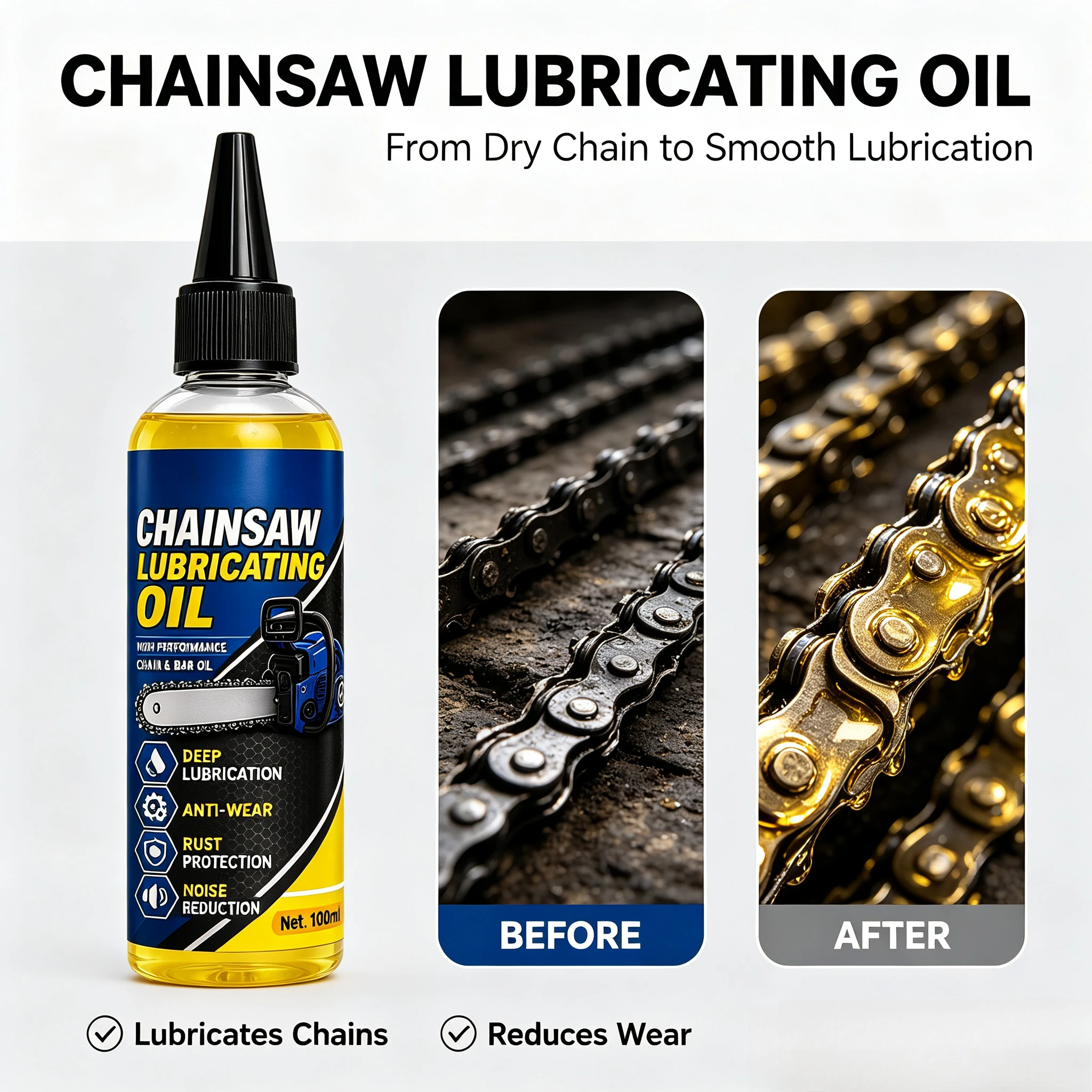 Long Lasting 100ml Chain Lubricant Oil Deep Penetrating Rust Proof Anti Corrosion for Bicycle Hedge Trimmer Garden Tools