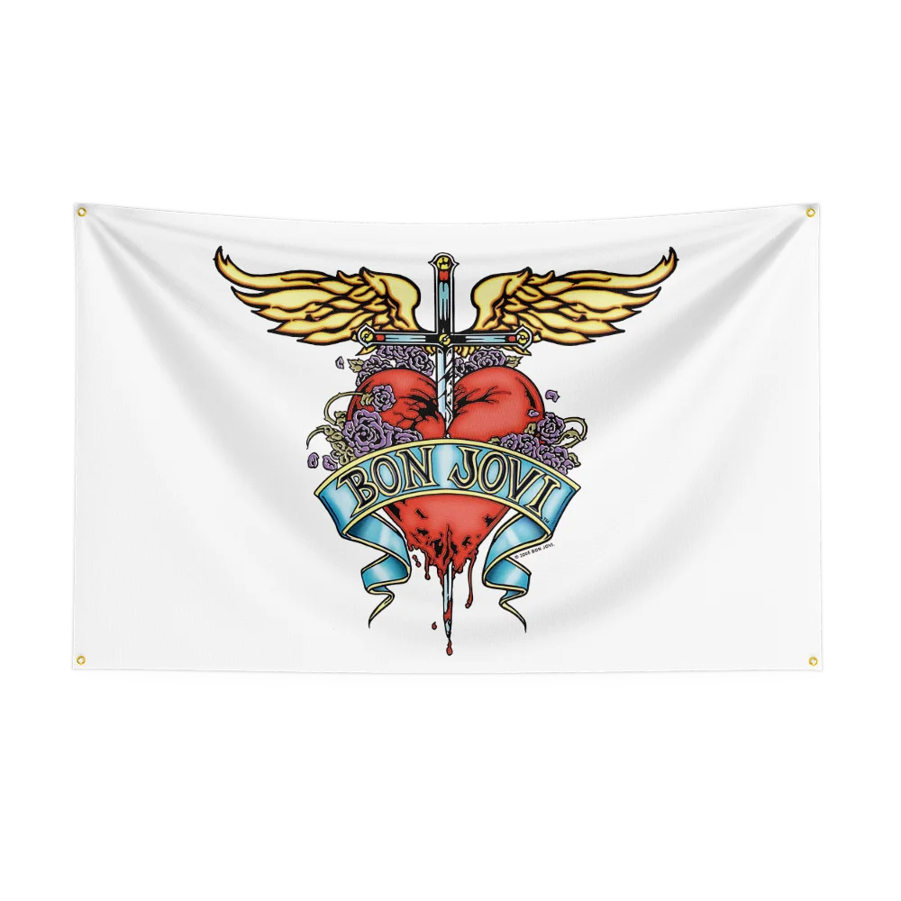 3x5 قدم الثقيلة روك باند B-Bons-Joviss العلم البوليستر الطباعة الرقمية راية لغرفة النوم جدار الفن خارج الباب نسيج ديكورا #5