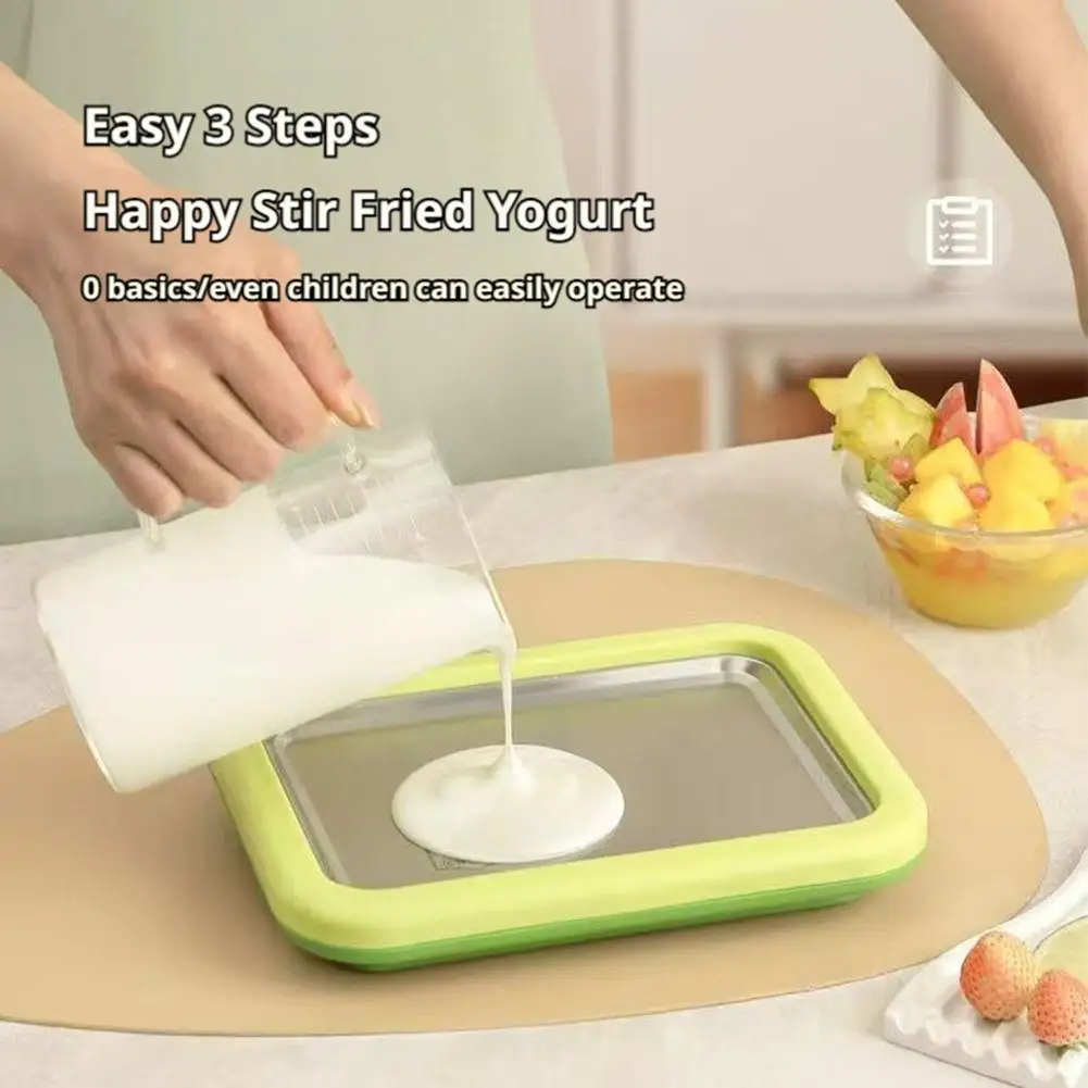 Ice Cream Maker Pan with 2 Scrapers Ice Cream Maker Plate Multifunctional Cold Sweet Fried Food Plate Rolled Ice Cream Maker