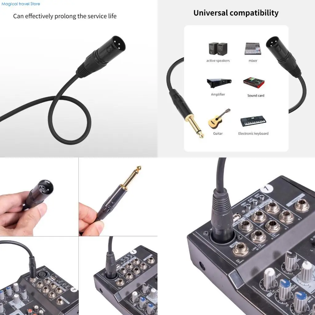 N2UB 3Pin Male to 1/4Inch Cable for Dynamic Mics and Auditory Gear Anti Interference
