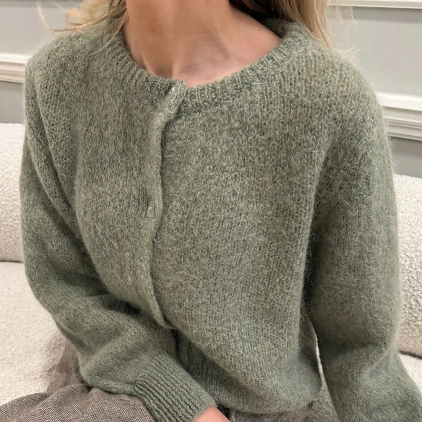 Donna Autunno y2k Vintage Girocollo Cardigan lavorato a maglia Basic monopetto Manica lunga Tinta unita Maglioni con bottoni Crop Top