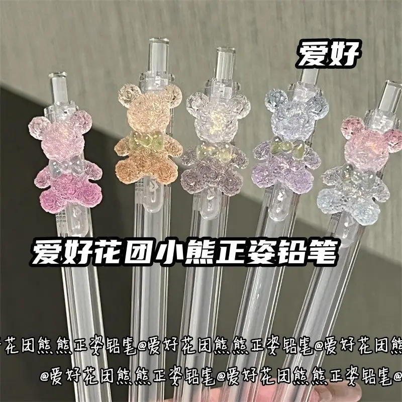 12 Pcs Student Exam Mechanical Pencils 0.5/0.7mm High Quality Girly Heart Hobby Flower Club Bear Automatic Pencil