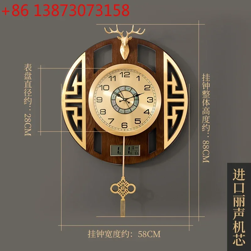 pure copper wall clock living room swing clock porch decorative deer head wall silent clock