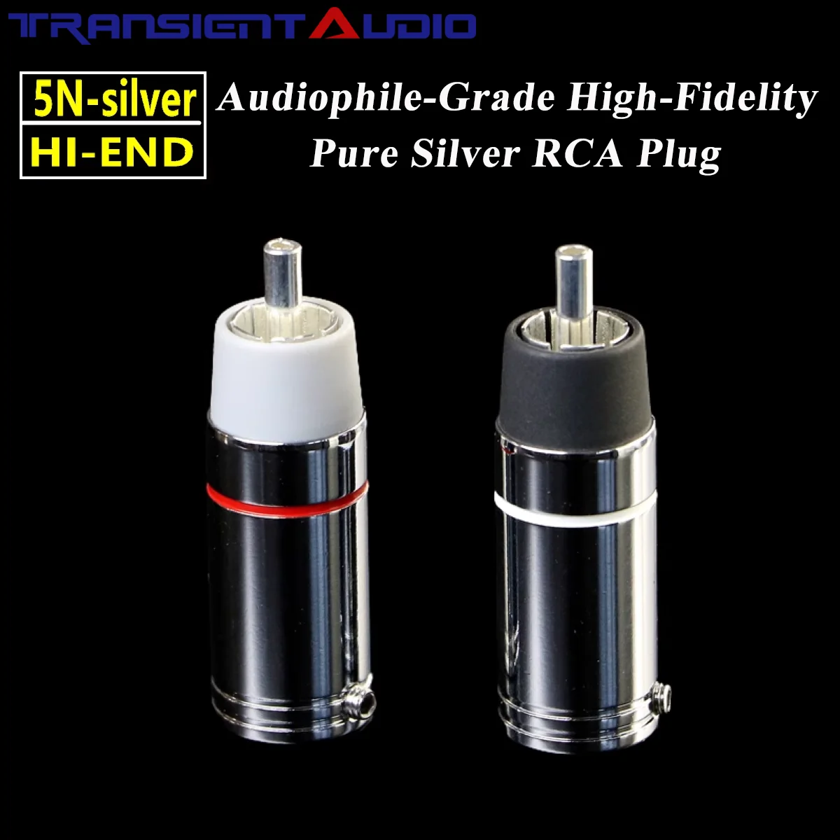 TRANSIENTHI-FIAUDIO Audiophile-Grade 5N Pure Silver RCA Connector Plug - HiFi Contacts for High-Fidelity Signal Transmission