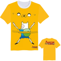 2024 New Summer Kids 3D Printed Cartoon Adventure Time Finn Jake T-shirt Short sleeved O-Neck T Shirts Boys And Girls Top