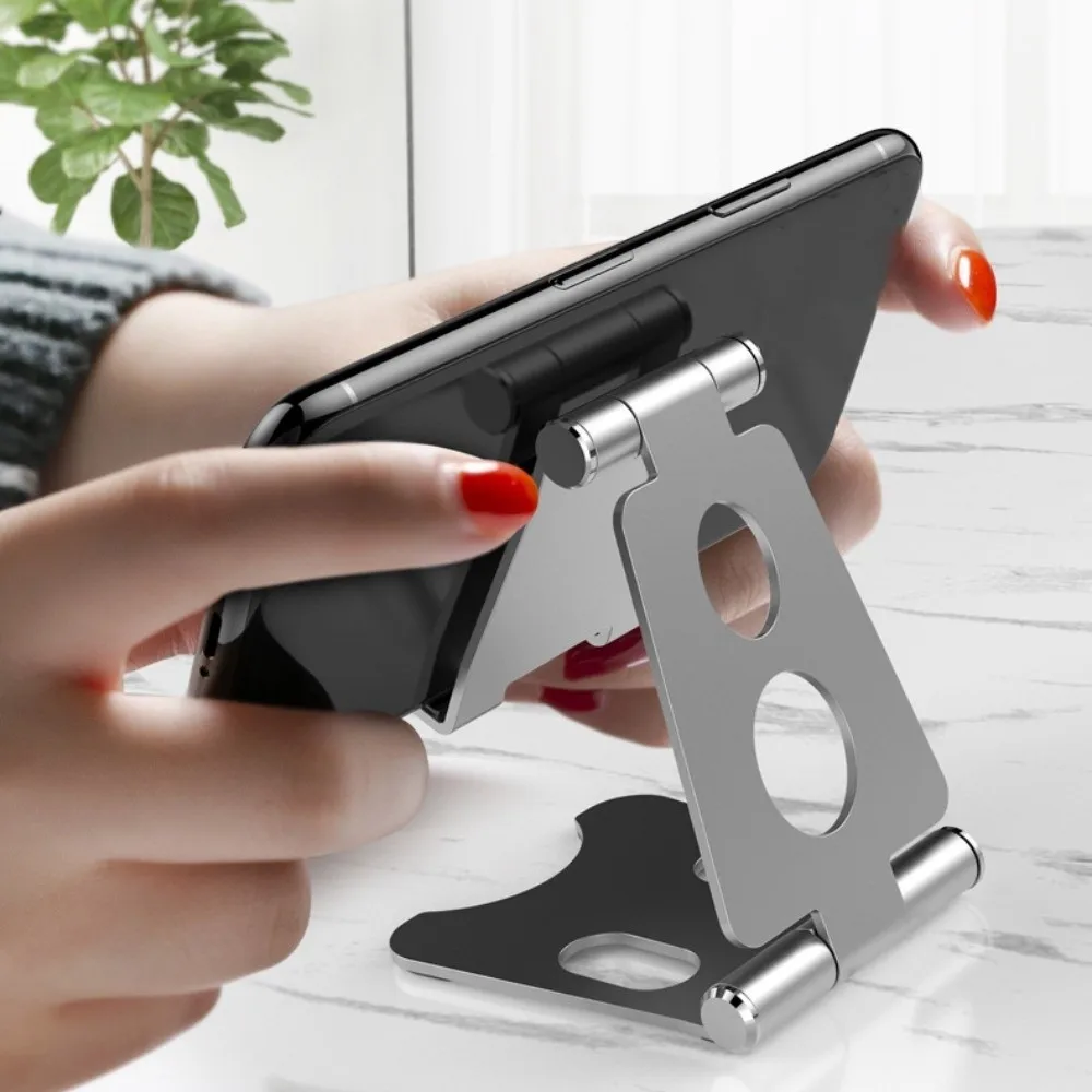 

Складной держатель для мобильного телефона, портативная нескользящая подставка для мобильного телефона, регулируемый настольный кронштейн для мобильного телефона из алюминиевого сплава