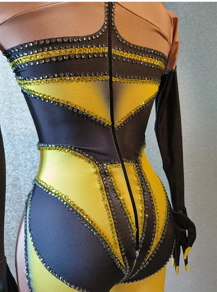 

Diamond Rhinestones Jumpsuit Sexy women Pole Dance Performance Nightclub Stretch Bodysuit DS Drag festival Costumes