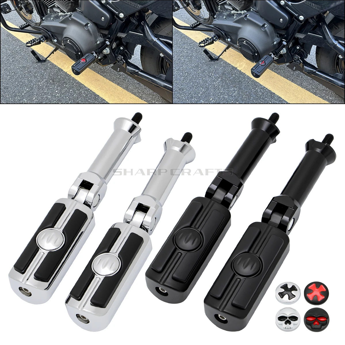 Rear Footrests Foot Pegs Mount For Harley 2018-up Softail Fat Street Bob FXBBS Fat Bob 114 FXFBS Low Rider ST 117 Breakout FXBR