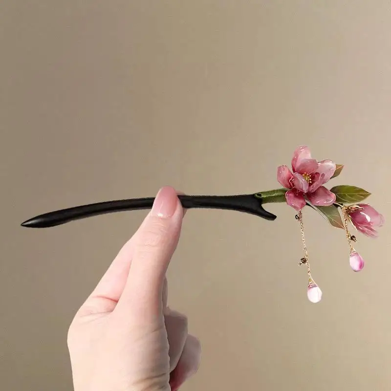 Hanfu Blumen-Quasten-Haarstab Chinesische Traditionelle Retro-Haarnadel Hochwertiges Handgefertigtes Haar-Accessoire für Cosplay, Alltag, Party, Geschenk – Detail 5
