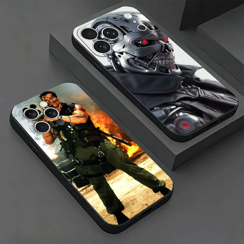 Funda Protectora Suave para iPhone 17 16 Pro Max 15 Terminator Arnold Schwarzenegger 16E 17E 14 Plus 13 Mini 12 XS 7 SE 8 Air Black Cove