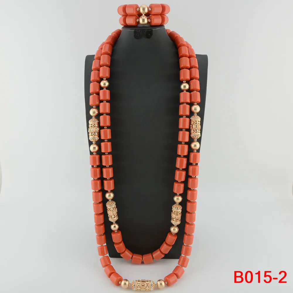 African Beads Wedding Necklace Set Artificial Coral Beads Jewelry Set Wholesale Nigeria Bride Wedding