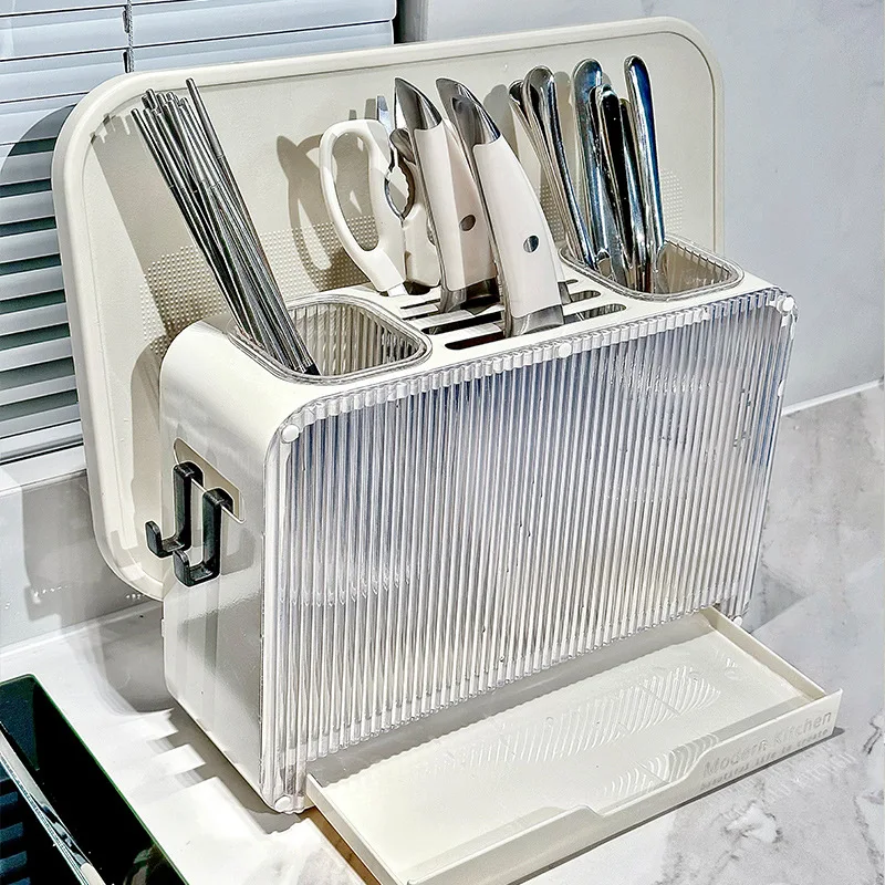 

Plastic Knife Rest Storage Rack Light Luxury Style Knife Storage Household Multi-Functional Draining Knife Container