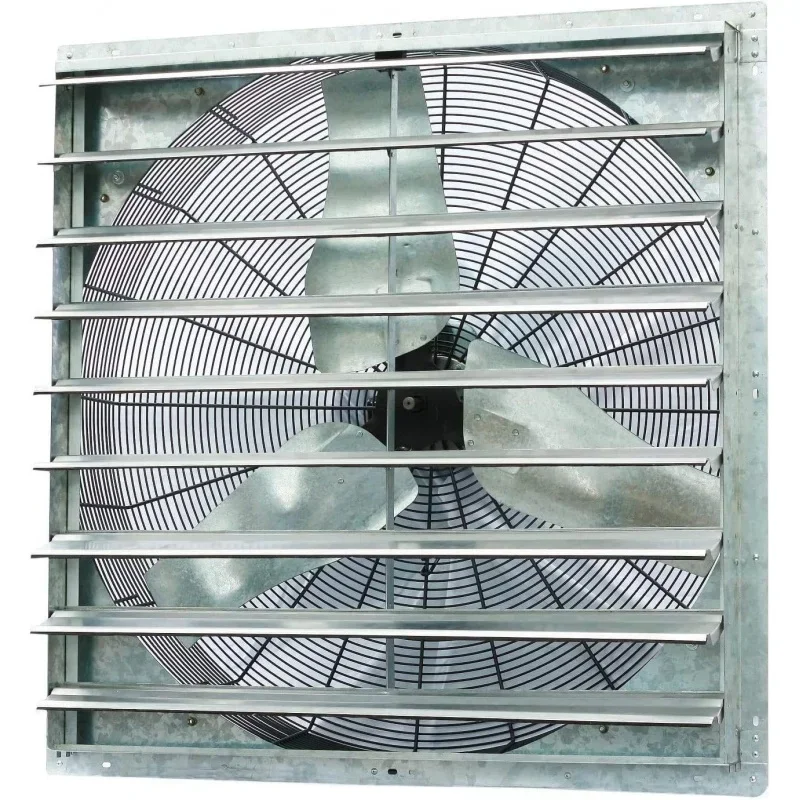 Wall Mounted Shutter Exhaust Fan - Automatic Shutter - Single Speed - Vent Fan For Home Attic, Shed, or Garage Ven