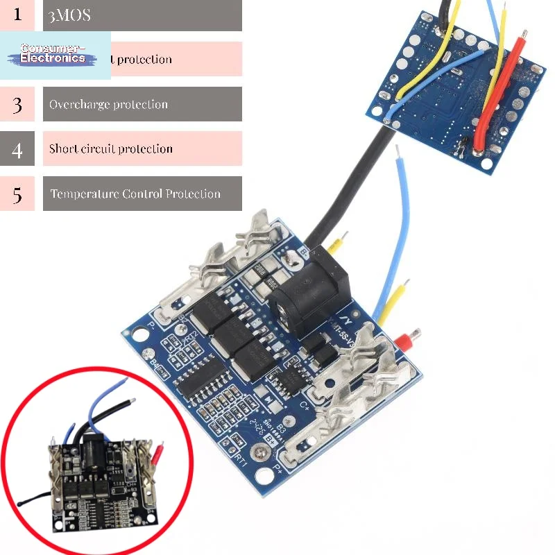 【1Pcs 3MOS 21V 5S BMS PCB Circuit Board For Lithium Battery Protection Board With Temperature Protection DIY Accessories】