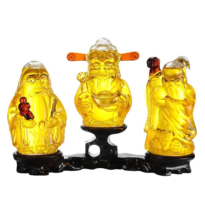 Botella de licor de vidrio de longevidad de la fortuna, tarro de borosilicato de infusión de ginseng, botella de espíritu vacía artística, suministro artesanal a granel