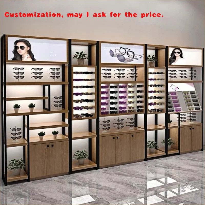 custom.Customized Wooden Glasses Display Showcase Sunglasses Eyeglass Store Fixtures Optical Shop Display Cabinet