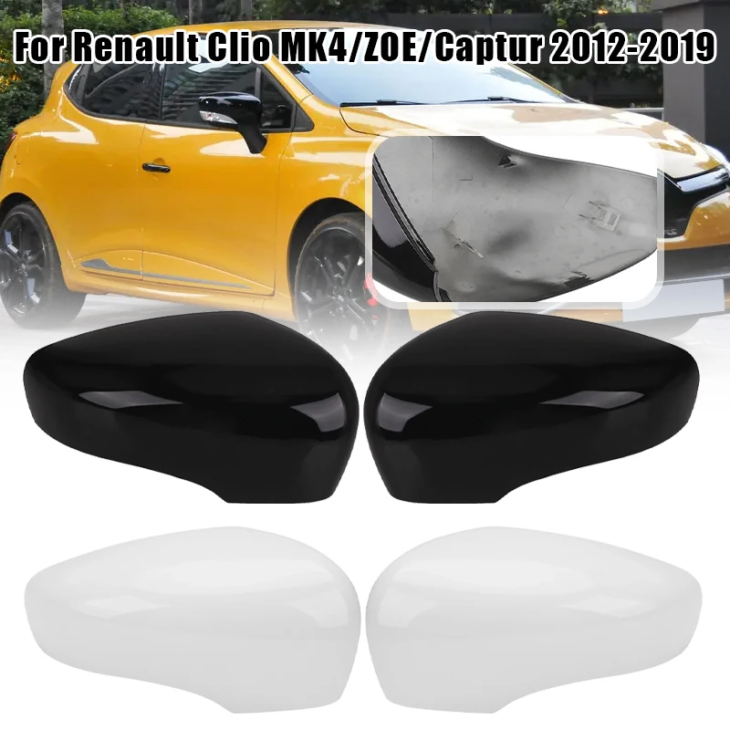 

Side Door Rearview Mirror Cover Cap For Renault Clio 4 MK4，Zoe，Captur 2012 2013-2019 Glossy Black/White Rear View Mirror Case