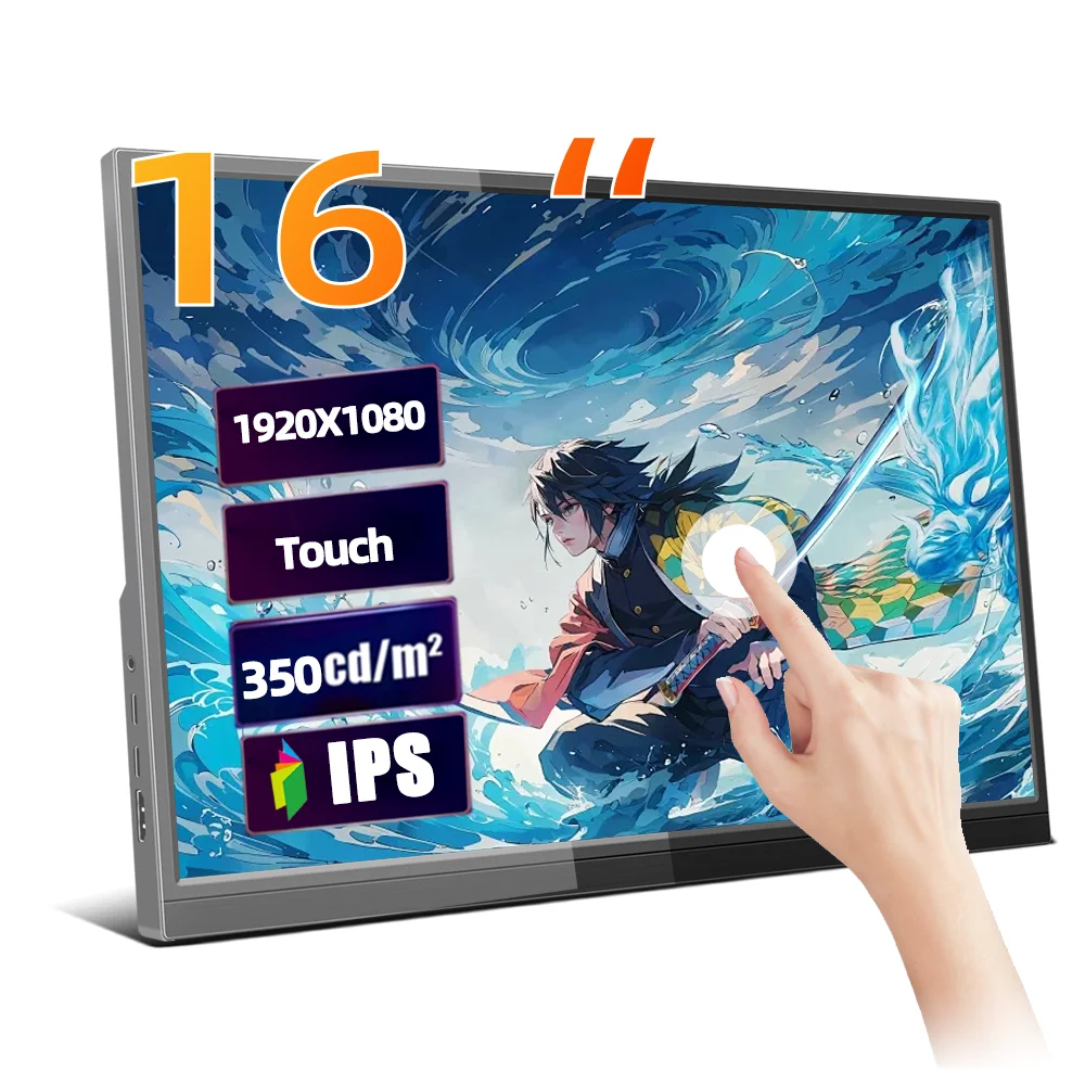 Портативный сенсорный экран 14/15,6/16 дюймов, FHD IPS-панель, дополнительный дисплей, компьютерный монитор Type-C HDMI для ноутбуков Xbox Switch
