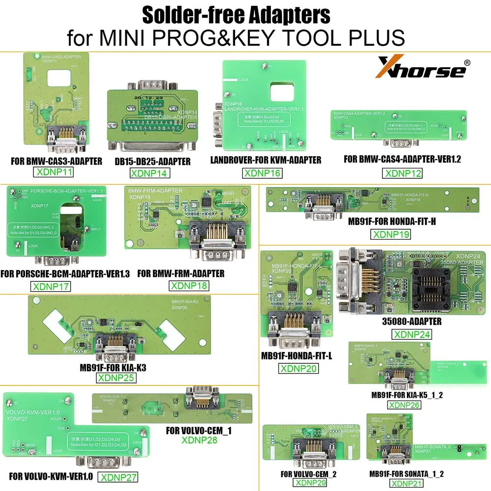 

Xhorse Solder-Free Adapters and Cables Full Set XDNPP0CH 16pcs Work with MINI PROG and KEY TOOL PLUS