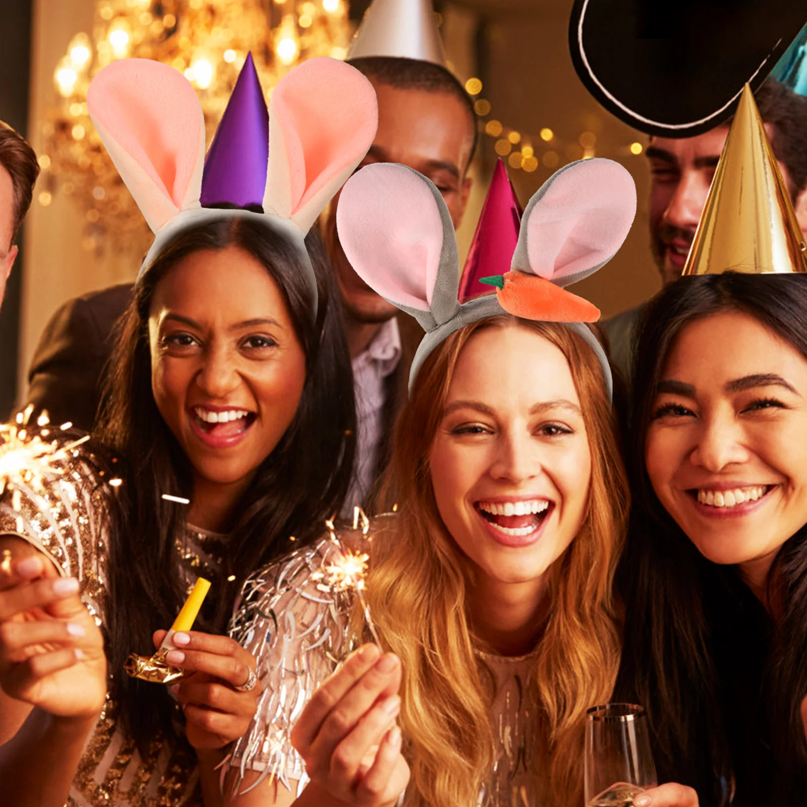 

2pcs Bunny Ear Lightweight Fabric Rabbit Ears Kids Women Party Hair Accessory Adorable Bunny Headband Cartoon Decor Easter