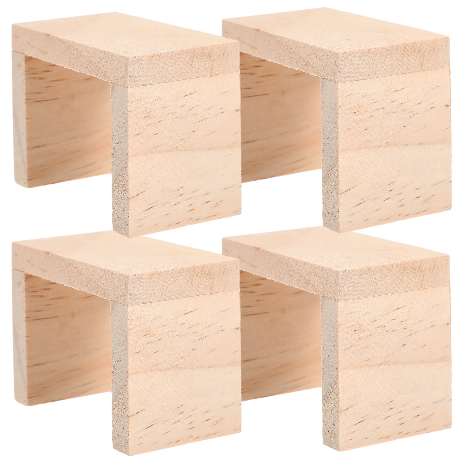 4 Pcs Dollhouse Stool Wooden Mini Furniture Tables and Chairs Model Models Accessories
