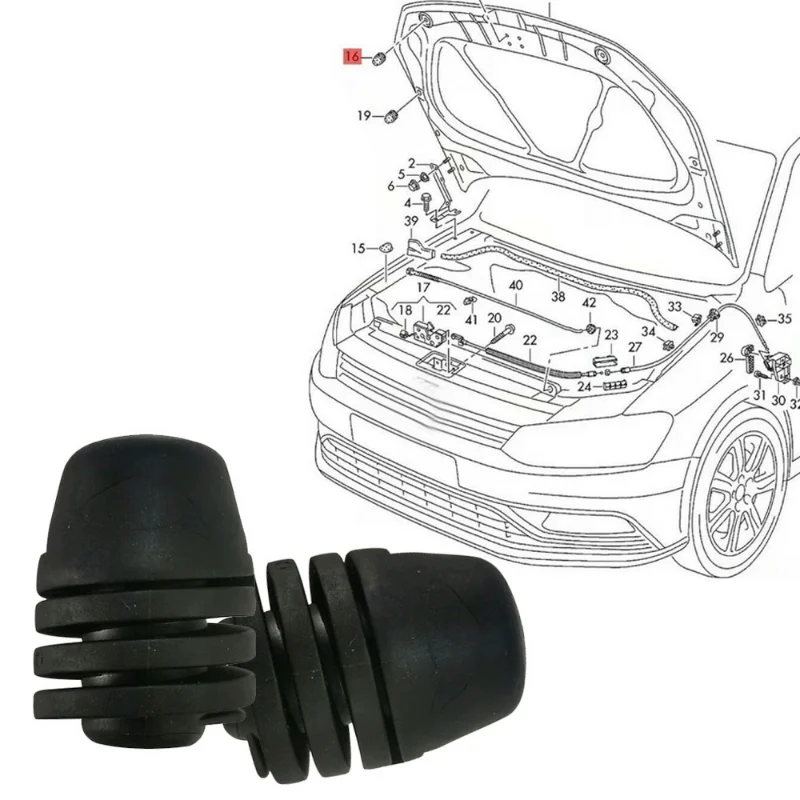 2pcs Car Bumper Hood Bonnet Lid Stop Rubber Buffers Tailgate Cushion Pier Replacement Car Accessories for Most VW & SKODA Models 4
