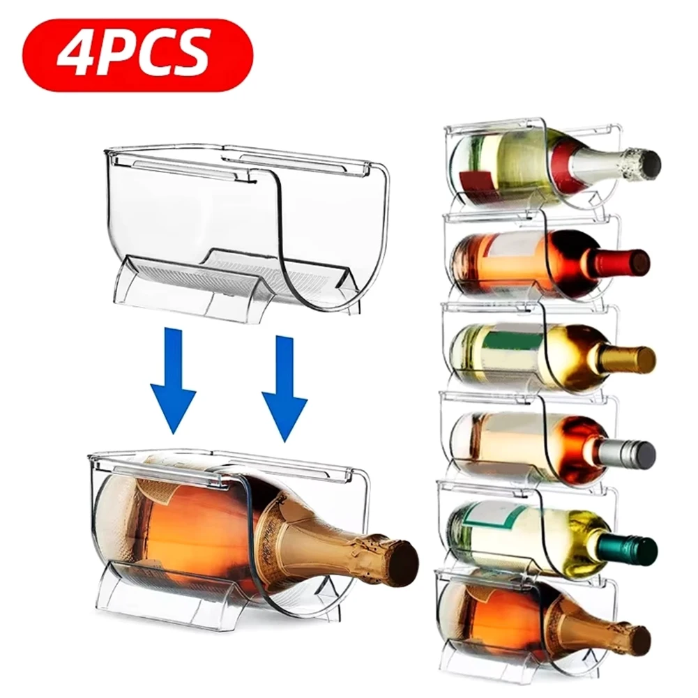 NEW HOT In Stock-Refrigerator Organizer Wine Bottle Holder Stackable Beverage-Cola Organizer Stand Champagne Storage Box Wine Ra