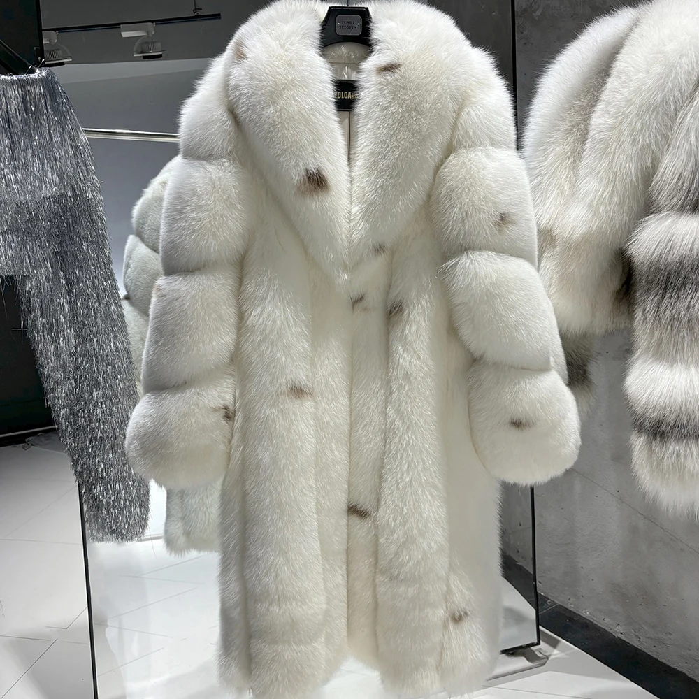 YOLOAgain Length 108cm Luxury Real Fox Fur Jacket Women Long Fur