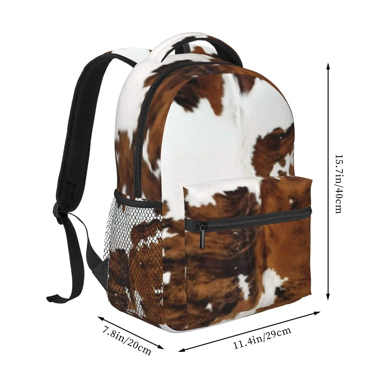Brindle Cow Hide Backpack Student Boys Girls BookBag Kids School Bag Computer Shoulder Bags for Men Women