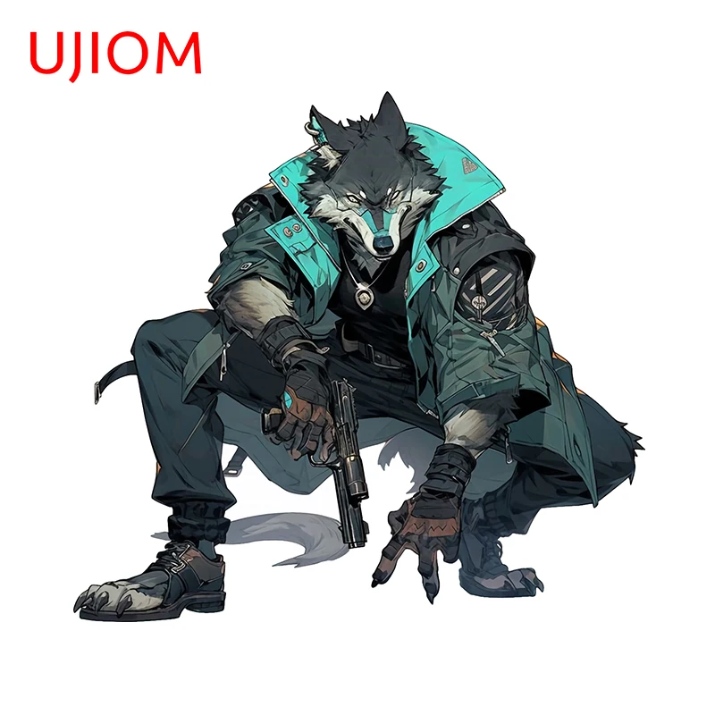 UJIOM For Cool Policeman Furry Wolf Wall Stickers Attractive Window Decals Amusing Creativite Personality Amusing Roon Decor