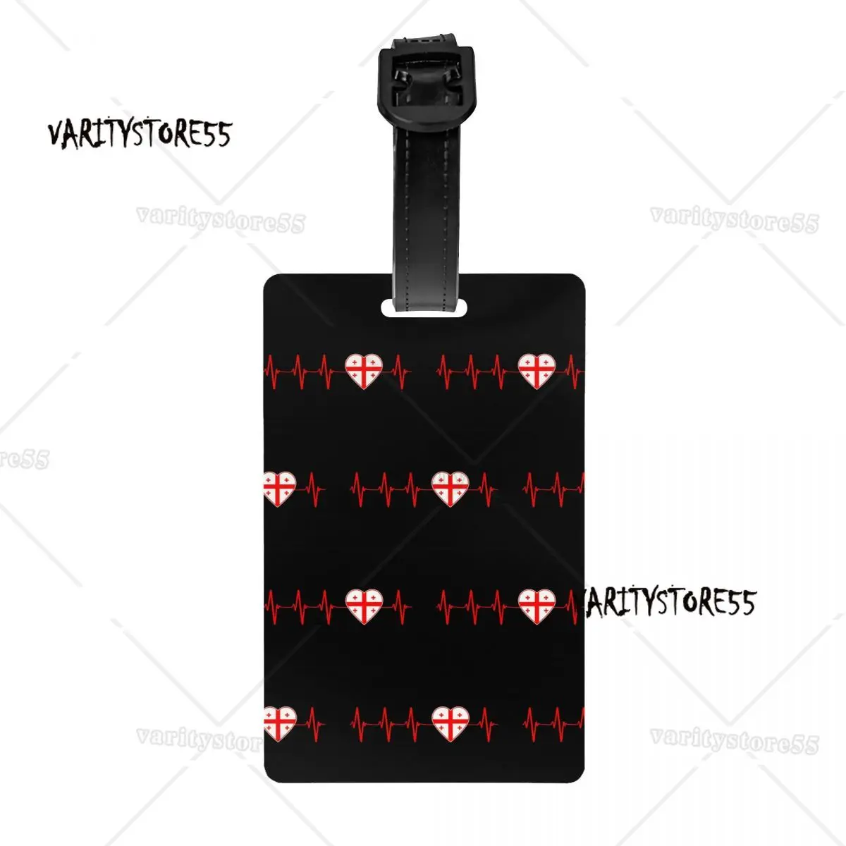 Custom Heartbeat Georgia Flag Luggage Tags Custom Georgian Heart Family Baggage Tags Privacy Cover Name ID Card