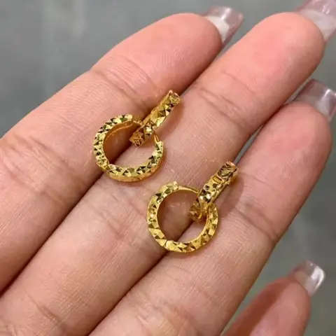 여자를위한 빛나는 진짜 18k 골드 짓 눌린 얼음 귀 버클 고품질 럭셔리 AU750 귀걸이 파티 연회 보석 18K Demolding 없음