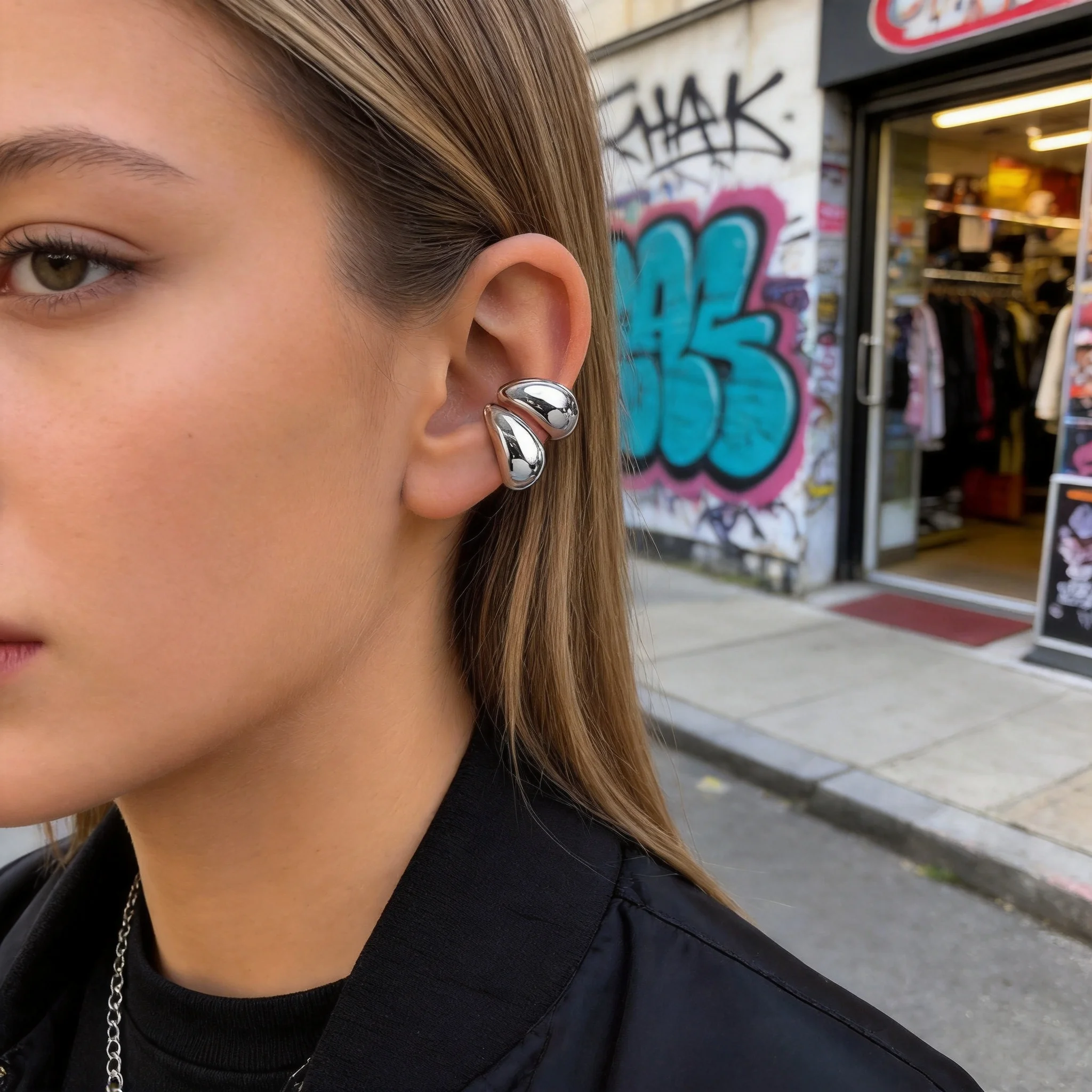 Klobiger Ohrclip, Faux-Piercing, minimalistischer Clip-Ohrring, hohle Ohrklemme, Boucles d'oreilles Femme, Unisex-Schmuckgeschenk – Detail 6