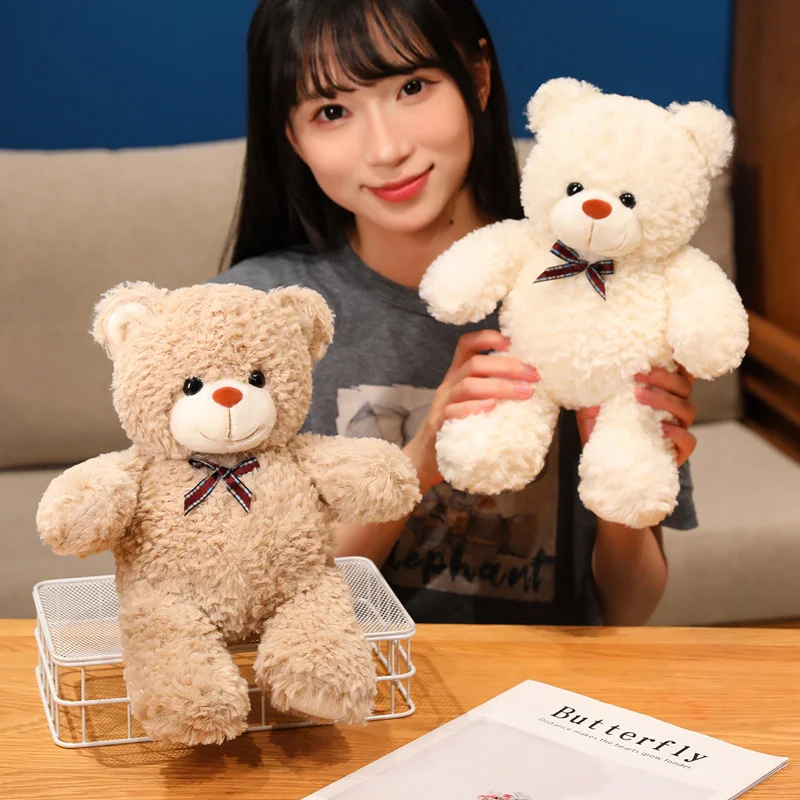 30CM Standing Candy Bear Bow Tie Cute Plush Toys Creative Throw Pillow Baby Sleeping Comfort Doll Birls Boys Presents Decor