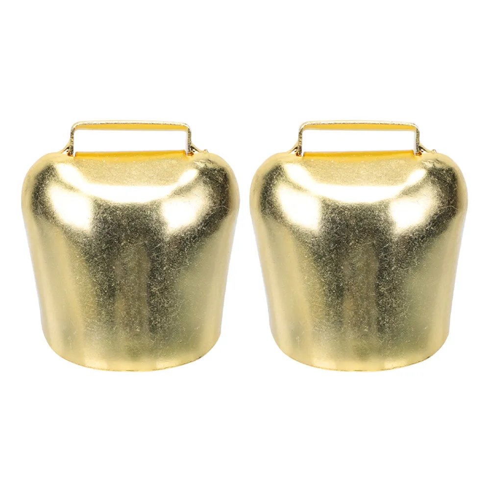 2Pcs Heavy-Duty Rustic Copper Cow Bells Extra Loud Crisp Ringing for Livestock Tracking Farm Ranch Outdoor Use Decorative