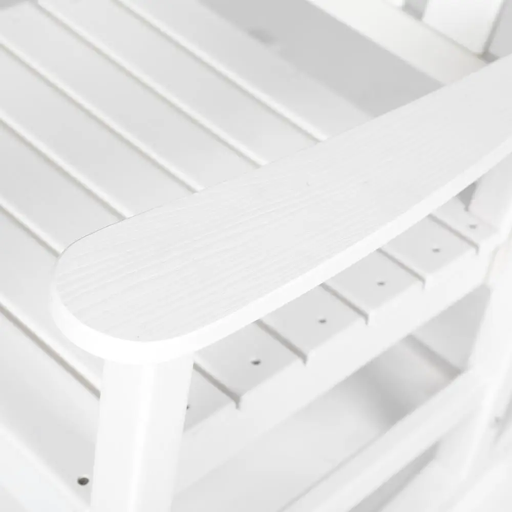 Schommelstoelenset voor alle weersomstandigheden met bijzettafel Ergonomisch comfort Houtstructuur Wit terrasmeubilair 3-delig