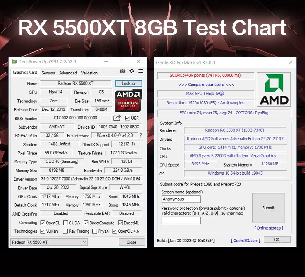 Mllse-ビデオゲーム用の8GBrx 5500xtグラフィックカード,PC用8ピン,4.0x8,1717mhz,hdmi x 1 dp * 3,デスクトップ,PC