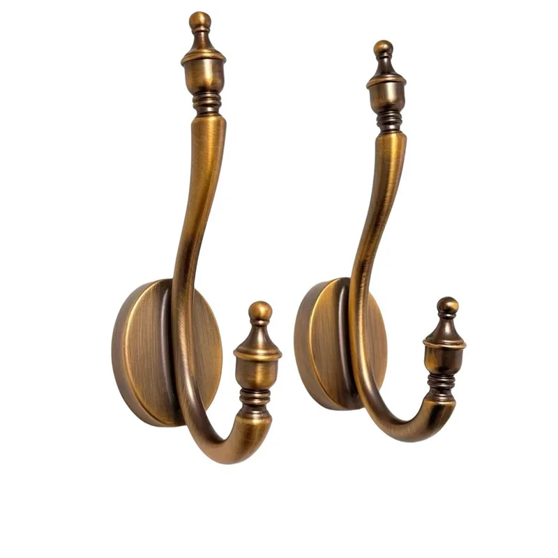 French-style Antique Clothes Hanger Bronze Hanging Hook For Behind Door Closet Wardrobe Coat Hooks Wall-mounted Storage Hangers