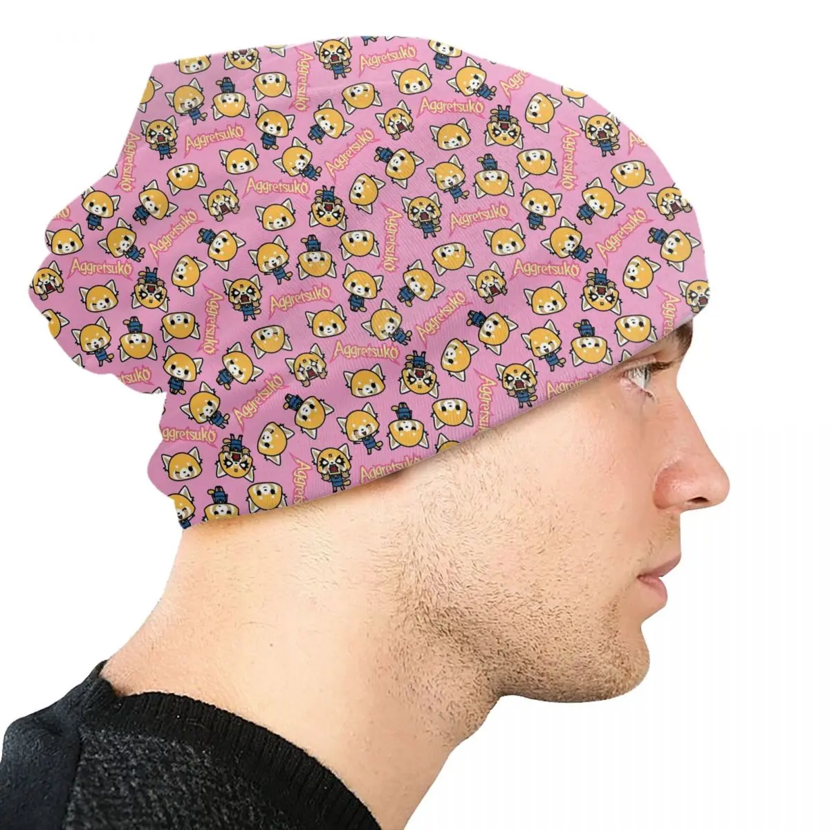 مخصص العدوانية Retsuko قبعة قبعة للجنسين شتاء دافئ بونيه أوم الحياكة القبعات الورك الرسوم Skullies Beanies قبعات الرجال النساء